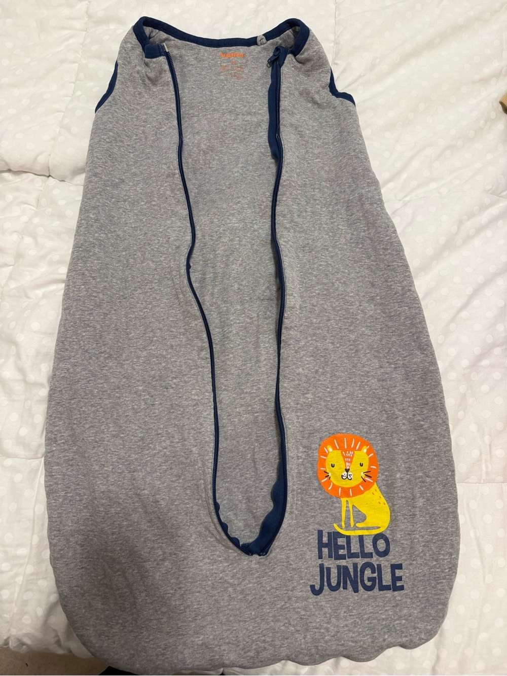 Grey Sleeveless Kids Sleep Sack with Lion 'Hello Jungle' Graphic